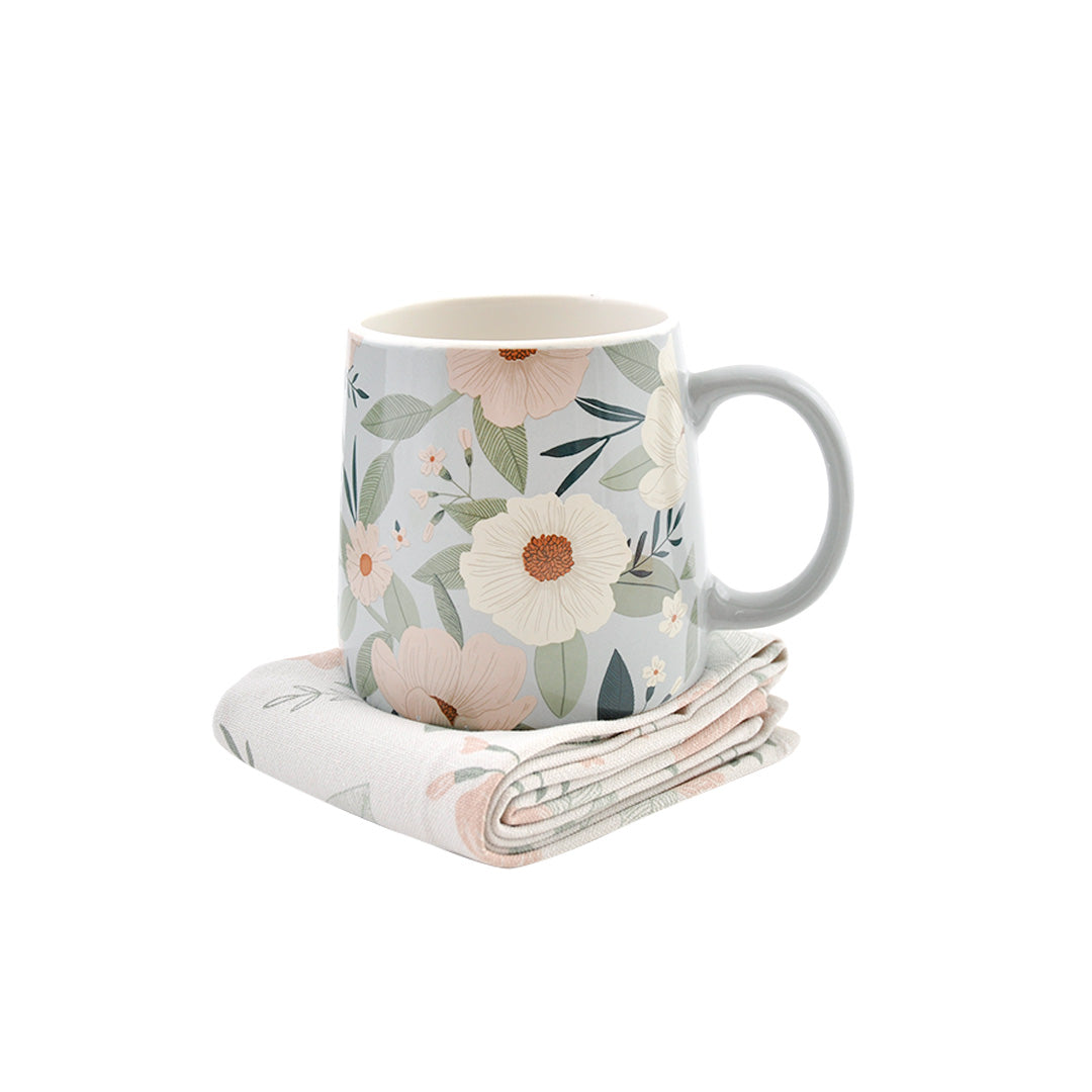 Ceramic Mug & Tea Towel Set - Pretty Bouquet